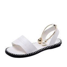 Load image into Gallery viewer, Women Beaded Pearl Open Toe Flat Sandals freeshipping - Tyche Ace