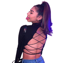 Load image into Gallery viewer, Sexy Backless Cotton Hollow Out Bandage Long Sleeve Knitted Top