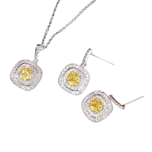 Load image into Gallery viewer, Women Classic Square Shape Crystal Matching Necklaces And Earrings Set freeshipping - Tyche Ace