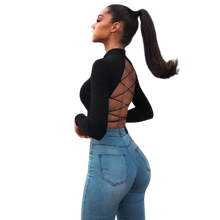 Load image into Gallery viewer, Sexy Backless Cotton Hollow Out Bandage Long Sleeve Knitted Top
