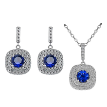 Load image into Gallery viewer, Women Classic Square Shape Crystal Matching Necklaces And Earrings Set freeshipping - Tyche Ace