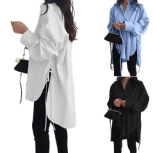 Load image into Gallery viewer, Women Asymmetrical Casual Long Sleeve Oversize Shirt - Tyche Ace