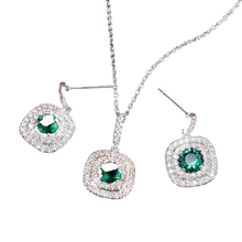 Load image into Gallery viewer, Women Classic Square Shape Crystal Matching Necklaces And Earrings Set freeshipping - Tyche Ace