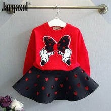 Load image into Gallery viewer, Girls Cartoon Bow Long Sleeve Sweatshirt And Skirt Outfits freeshipping - Tyche Ace
