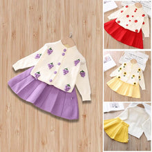Load image into Gallery viewer, Girls Knitted Cardigan Sweater And Pleated Skirt Set freeshipping - Tyche Ace