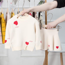 Load image into Gallery viewer, Girls Two Piece Woollen Long Sleeve Love Sweater Skirt Suit freeshipping - Tyche Ace