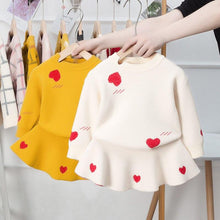 Load image into Gallery viewer, Girls Two Piece Woollen Long Sleeve Love Sweater Skirt Suit freeshipping - Tyche Ace