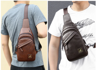 Load image into Gallery viewer, Crazy Horse Leather USB Charging Sling Back Shoulder Travel Crossbody Bags