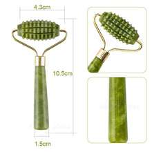 Load image into Gallery viewer, Jade Roller Natural Facial Skin Care Scraper Massager Roller Set freeshipping - Tyche Ace