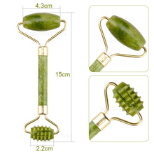 Load image into Gallery viewer, Jade Roller Natural Facial Skin Care Scraper Massager Roller Set freeshipping - Tyche Ace