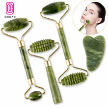Load image into Gallery viewer, Jade Roller Natural Facial Skin Care Scraper Massager Roller Set freeshipping - Tyche Ace