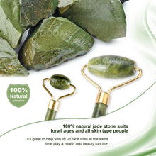 Load image into Gallery viewer, Jade Roller Natural Facial Skin Care Scraper Massager Roller Set freeshipping - Tyche Ace