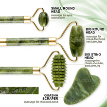 Load image into Gallery viewer, Jade Roller Natural Facial Skin Care Scraper Massager Roller Set freeshipping - Tyche Ace