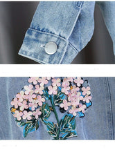 Load image into Gallery viewer, Kids Girls Flower Embroidered Distressed Finish Denim Jackets freeshipping - Tyche Ace