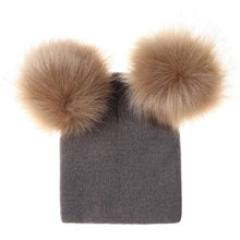Load image into Gallery viewer, Kids/Baby Unisex Cute Winter Warm Double Faux Fur Pompom Caps Beanies freeshipping - Tyche Ace