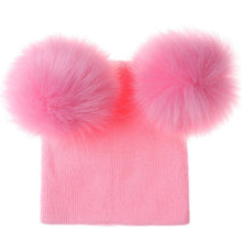 Load image into Gallery viewer, Kids/Baby Unisex Cute Winter Warm Double Faux Fur Pompom Caps Beanies freeshipping - Tyche Ace