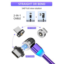 Load image into Gallery viewer, LED 540 Rotation Magnetic USB Fast Micro Cable Charger freeshipping - Tyche Ace