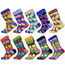 Load image into Gallery viewer, Men Colourful Cotton Geometric Lattice Classic Happy Business Casual Socks freeshipping - Tyche Ace