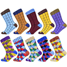 Load image into Gallery viewer, Men Colourful Cotton Geometric Lattice Classic Happy Business Casual Socks freeshipping - Tyche Ace