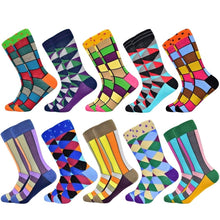 Load image into Gallery viewer, Men Colourful Cotton Geometric Lattice Classic Happy Business Casual Socks freeshipping - Tyche Ace