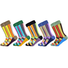 Load image into Gallery viewer, Men Colourful Cotton Geometric Lattice Classic Happy Business Casual Socks freeshipping - Tyche Ace