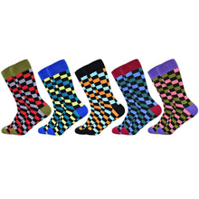 Load image into Gallery viewer, Men Colourful Cotton Geometric Lattice Classic Happy Business Casual Socks freeshipping - Tyche Ace
