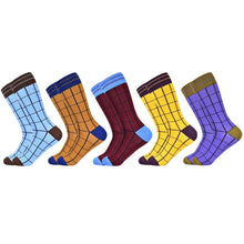 Load image into Gallery viewer, Men Colourful Cotton Geometric Lattice Classic Happy Business Casual Socks freeshipping - Tyche Ace