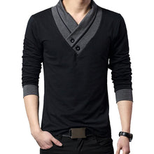 Load image into Gallery viewer, Men Patchwork Collar Long Sleeve Cotton T Shirts freeshipping - Tyche Ace