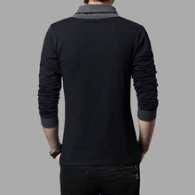 Load image into Gallery viewer, Men Patchwork Collar Long Sleeve Cotton T Shirts freeshipping - Tyche Ace
