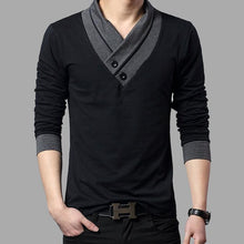 Load image into Gallery viewer, Men Patchwork Collar Long Sleeve Cotton T Shirts freeshipping - Tyche Ace