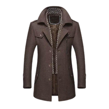 Load image into Gallery viewer, Men Scarf Collar Mid-Length Cotton Padded Thick Warm Woollen Coat freeshipping - Tyche Ace