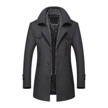 Load image into Gallery viewer, Men Scarf Collar Mid-Length Cotton Padded Thick Warm Woollen Coat freeshipping - Tyche Ace