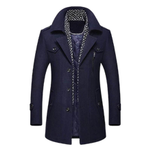 Load image into Gallery viewer, Men Scarf Collar Mid-Length Cotton Padded Thick Warm Woollen Coat freeshipping - Tyche Ace