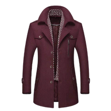Load image into Gallery viewer, Men Scarf Collar Mid-Length Cotton Padded Thick Warm Woollen Coat freeshipping - Tyche Ace