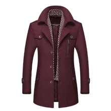 Load image into Gallery viewer, Men Scarf Collar Mid-Length Cotton Padded Thick Warm Woollen Coat freeshipping - Tyche Ace