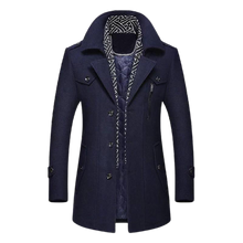 Load image into Gallery viewer, Men Scarf Collar Mid-Length Cotton Padded Thick Warm Woollen Coat freeshipping - Tyche Ace