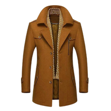 Load image into Gallery viewer, Men Scarf Collar Mid-Length Cotton Padded Thick Warm Woollen Coat freeshipping - Tyche Ace