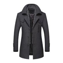 Load image into Gallery viewer, Men Scarf Collar Mid-Length Cotton Padded Thick Warm Woollen Coat freeshipping - Tyche Ace