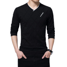 Load image into Gallery viewer, Men Slim Fit Crease Design Long Sleeve V Neck T- Shirt freeshipping - Tyche Ace