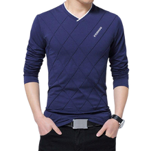 Load image into Gallery viewer, Men Slim Fit Crease Design Long Sleeve V Neck T- Shirt freeshipping - Tyche Ace