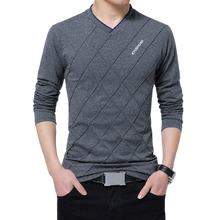 Load image into Gallery viewer, Men Slim Fit Crease Design Long Sleeve V Neck T- Shirt freeshipping - Tyche Ace