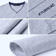 Load image into Gallery viewer, Men Slim Fit Crease Design Long Sleeve V Neck T- Shirt freeshipping - Tyche Ace