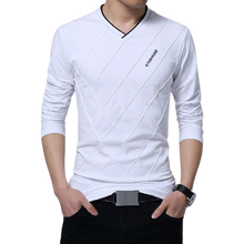 Load image into Gallery viewer, Men Slim Fit Crease Design Long Sleeve V Neck T- Shirt freeshipping - Tyche Ace