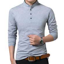 Load image into Gallery viewer, Men  Stylish Cotton Long Sleeve Mandarin Collar T Shirt freeshipping - Tyche Ace