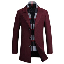 Load image into Gallery viewer, Men Stylish Detachable Scarf Single Breasted Woollen Coats freeshipping - Tyche Ace