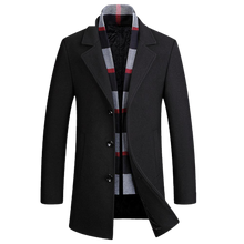 Load image into Gallery viewer, Men Stylish Detachable Scarf Single Breasted Woollen Coats freeshipping - Tyche Ace