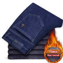 Load image into Gallery viewer, Men Warm Thick Fleece Lined Regular Fit Stretch Denim Jeans Trousers freeshipping - Tyche Ace