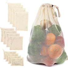 Load image into Gallery viewer, Multipurpose Reusable Cotton Mesh Vegetable Fruit Drawstring Storage Bags freeshipping - Tyche Ace