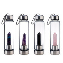 Load image into Gallery viewer, Natural Quartz Crystal Obelisk Healing Wand Gemstone Glass Water Bottle freeshipping - Tyche Ace