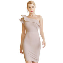 Load image into Gallery viewer, One Shoulder Sleeveless Ruffles Bodycon Bandage Dress For Women